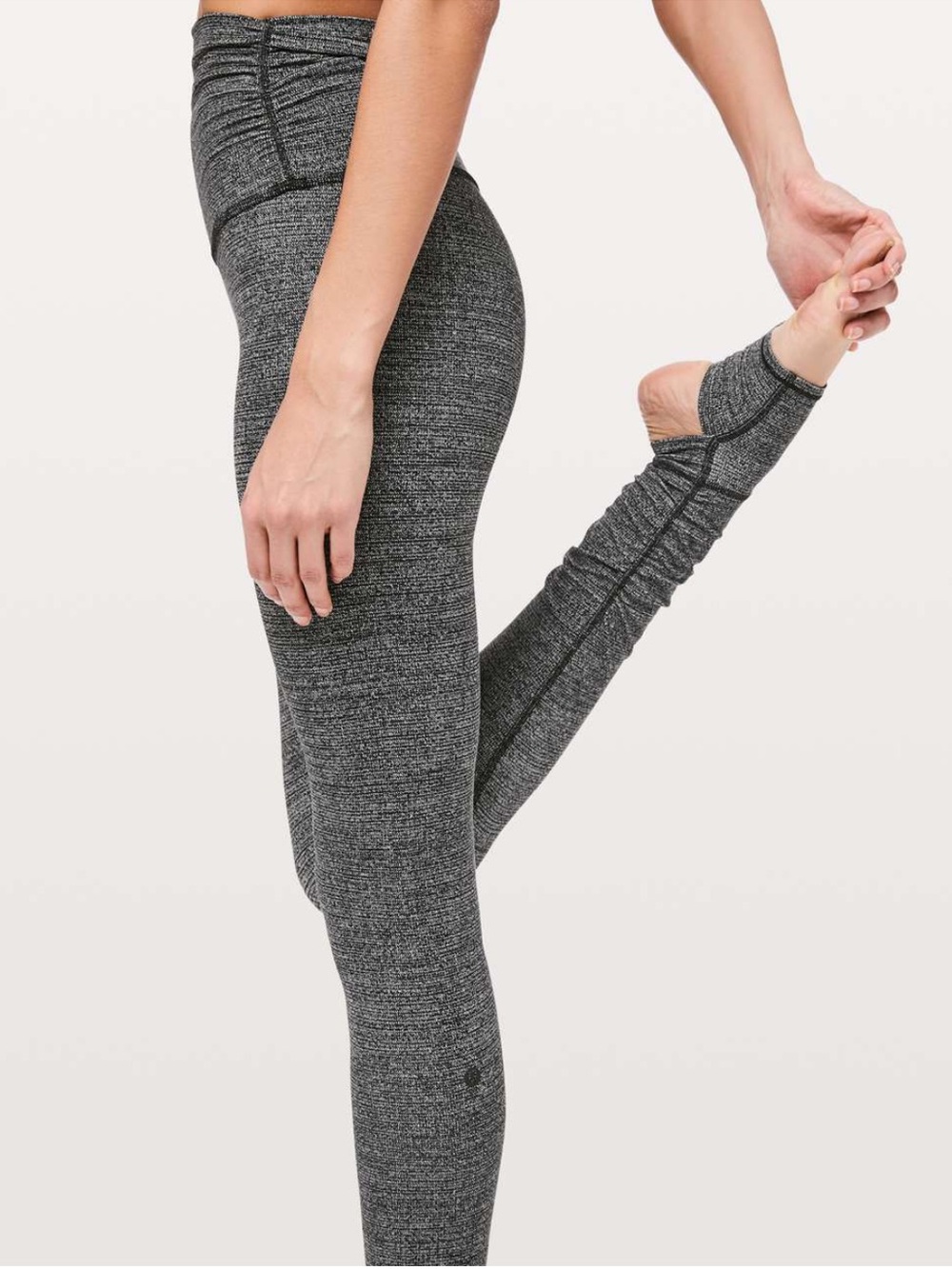 lululemon Still Mind Tight Interlink Ice Grey Black Stirrup Leggings Size 4